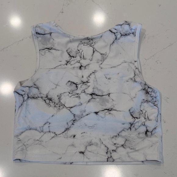 BuffBunny White Marble Crop Top - Picture 2 of 3